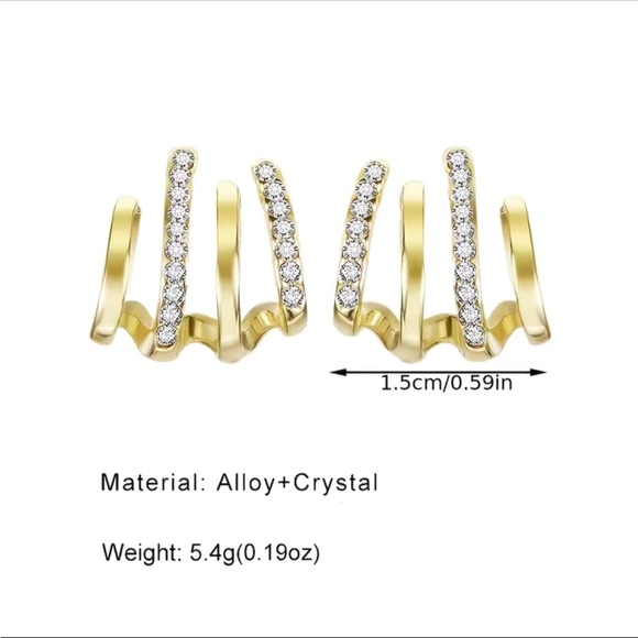 Trendy Chic Gold and Rhinestone Wrap Earrings - Picture 4 of 6